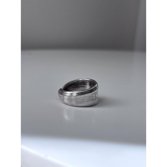 Handmade Size 8.5 Silver Plated Antique Spoon Ring: Oneida Debutante Pattern - Picture 5 of 7